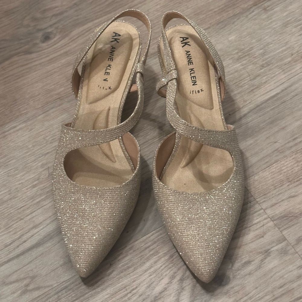 Anne Klein Women's Sparkling Slingback Heels - Gold